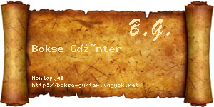 Bokse Günter névjegykártya